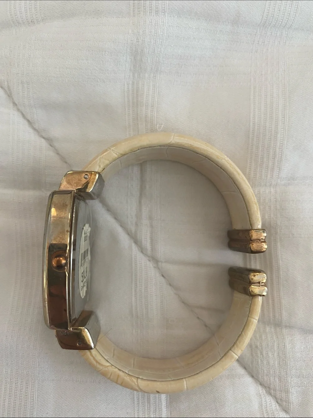 STUDIO Rose Gold-Tone  Watch with Cream Strap. Worn, needs battery